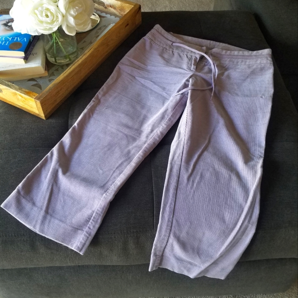 Mango Lilac Purple Cotton Corduroy Cropped Capris Pants from Spain
